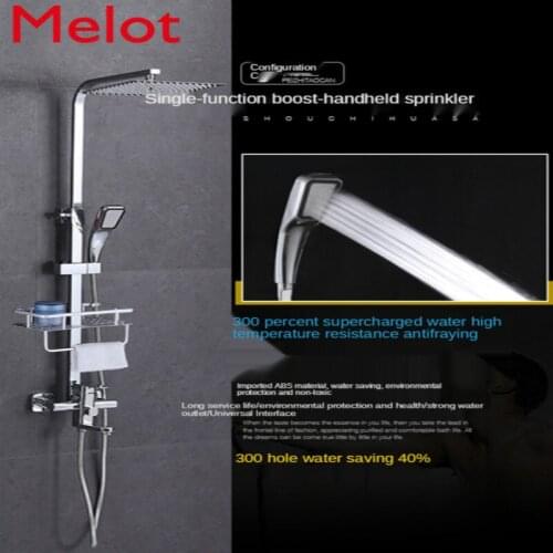 Constant Temperature Rain Nozzle Set Wall-Mounted Lifting Bathroom Supercharged Copper Concealed Shower Head Set