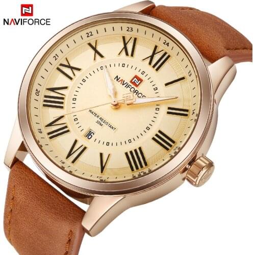 NAVIFORCE Mens Fashion Casual Analog Quartz Wrist Watch Waterproof Leather Strap Sports Watches Clock Relogio Masculino 2020