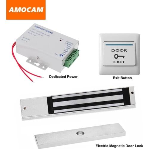 NC Electric Magnetic Door Lock + Power Supply box for Door Access Control System Video doorbell +Door Exit Button Switch