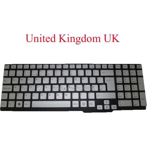 Laptop Backlit UK NE Keyboard For SONY For VAIO SVS15 149067511GB 55012FVB2G2-035-G 149015971SE United Kingdom Nordic silver new