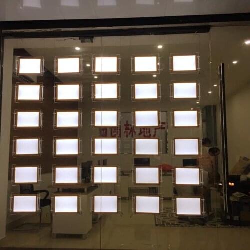 Wholesale Real Estate Agent Window Cable Wire Hanging Kits Acrylic Frame LED Illuminated Window display Signs Light Box