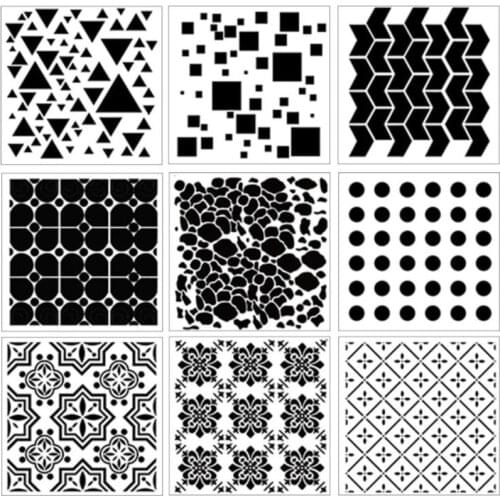 Panalisacraft 9Pcs 14cm Geometry Frame DIY Layering Stencils Painting Scrapbook Coloring Embossing Album Decorative Template