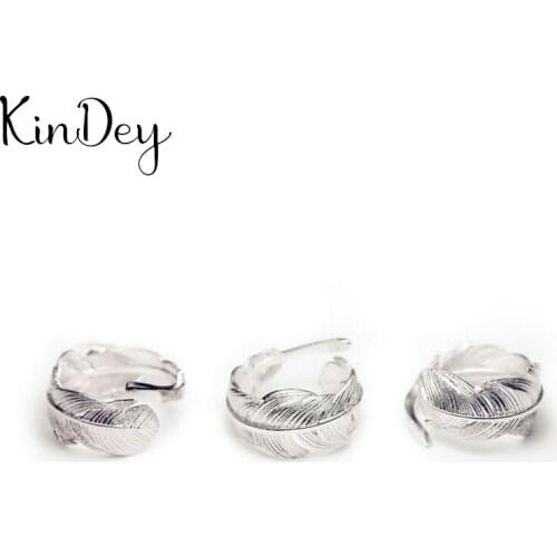 Simple Style Silver Color Feather Rings for Women Men Jewelry Big Open Rings bague femme