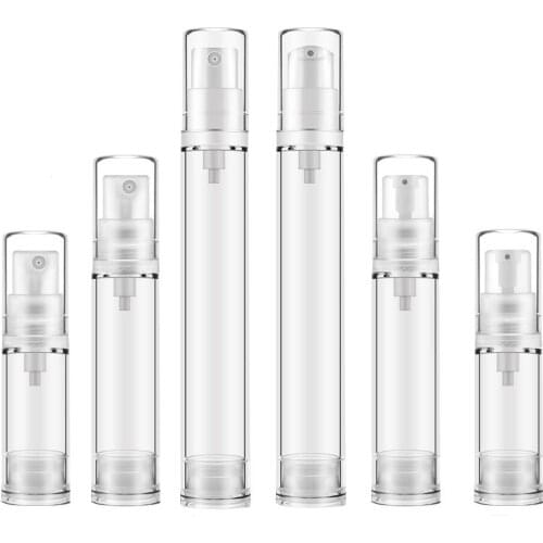1 x 5ML 10ML 15ML Transparent Airless Pump Vacuum Bottle Plastic Travel Bottle 1/3oz 1/2OZ Airless Lotion Pump Container