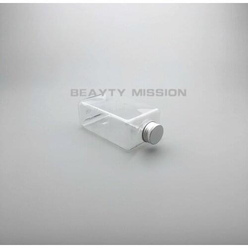 BEAUTY MISSION Clear 300ml 15 pcs Empty Square flat Juice Water Bottle, Aluminum Cap PET Thickening Refillable Creative bottles