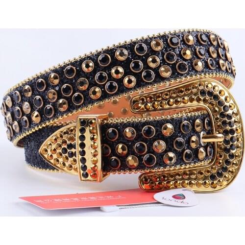 Gold Belt For Men Studded Cowboy Belt Western Luxury Designer Leather Strap Jeans Women Rhinestone Cowgirl Belt Ceinture Diamant