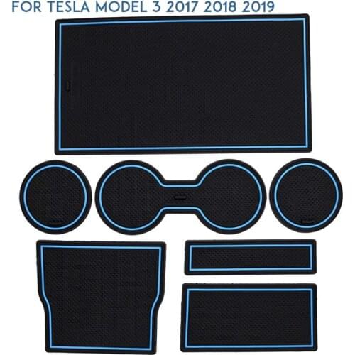 Rubber Mat Door Mat Anti-slip Cup Pad Interior Decoration Accessory Styling Gate Slot Pad For Tesla Model 3 2017 2018 2019