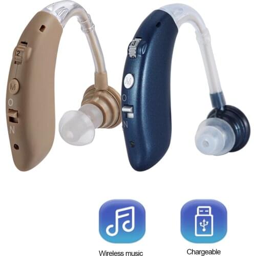 Hearing Aid for The Elderly Mini Rechargeable Hearing Device Ear Back Type Digital Ear Amplifier with BT Function