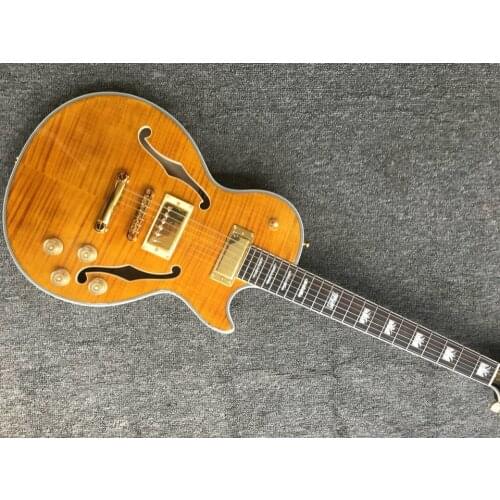 Custom F hollow body jazz electric guitar,rosewood fingerboard gutiarra.double Tiger Flame maple Jazz gitaar