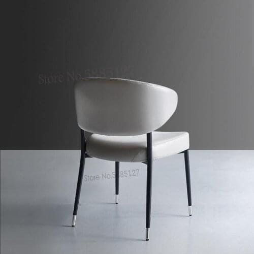 Light Luxury Dining Chair Home Stool Backrest Iron Chair Leather Soft Bag Nordic Postmodern Leather Net Red Backrest Chair