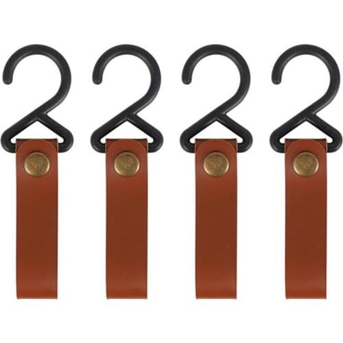 Hanger Clothes Hook Camp Supplies Outdoor Portable PU Leather Hooks Camping Hiking Pot Pan Cookware Hanger Holder