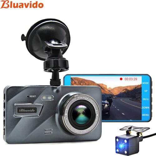 Bluavido 4" IPS Car Dash cam Night Vision ADAS Full HD 1080P Car Video Camera IMX323 sensor Dual Lens Car Recorder DVR 170 Angle
