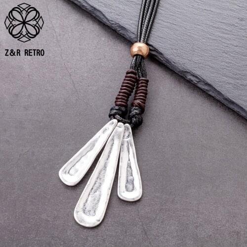 Vintage Womens Silver Color Geometric Long Chains Necklaces Statement Accessories Wholesale Female Pendants Suspension Jewelry
