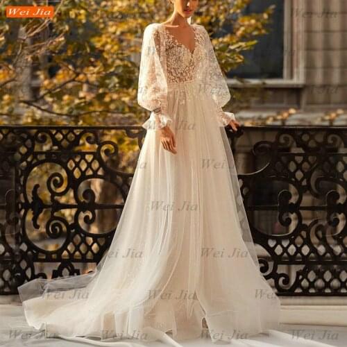 WEIJIA Long Sleeve Wedding Dresses