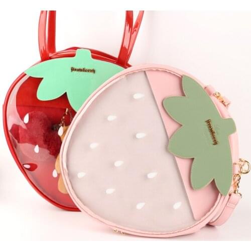 Women Shoulder Bags Candy Color Lovely Bag Sweet Girl Gift Itabag Strawberry Bags Kawaii Clear Transparent Lolita Harajuku