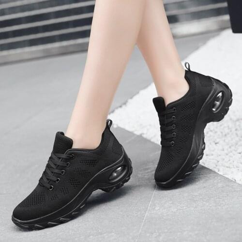 Woman Tennis Shoes Breathable Air Cushion Fashion Sneakers Comfort Height Increasing Lace-up Female Outdoor White Gym Footwear