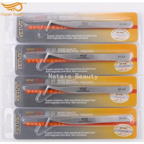 10pcs/lot VETUS 6A-SA Individual Eyelash Extension Tweezers Lash Pincet Makeup Ferramenta Pinzas Cejas