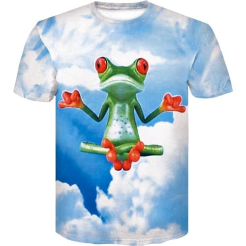 2020 summer round neck short sleeve T-shirt children creative summer 3D frog mens fashion casual T-shirt