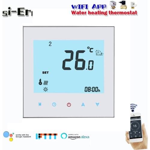 24VAC, 95-240VAC Wifi Thermostat Temperature Controller for Water Underfloor Heating Water Works with Alexa Google Home