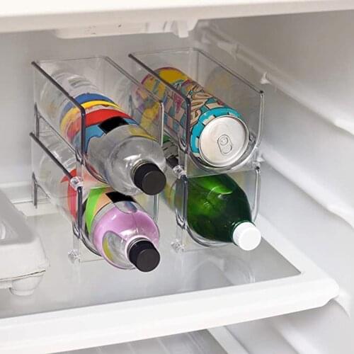 4Pack Refrigerator Organizer Kitchen Bottle Storage Rack Stackable Wine Holder Bottles Display Shelf Fridge Kitchen