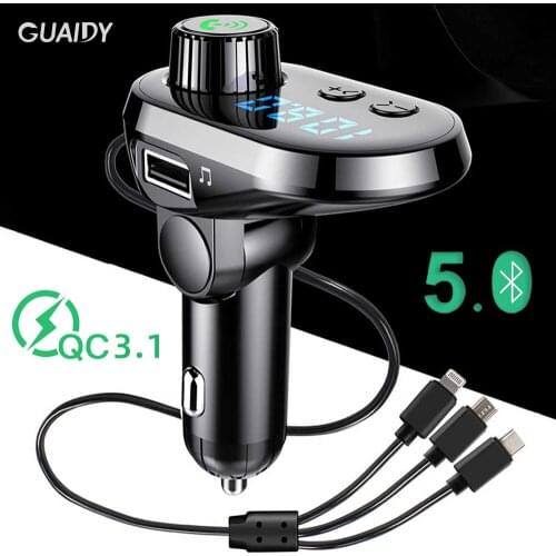 Quick Charging Car Charger 3 USB Bluetooth Handsfree 3.1A Support TF Card U Disk LED MP3 Player For Huawei iPhone Compatible