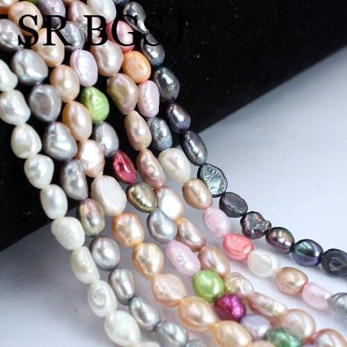 Free Shipping 5-6x7-8mm Freeform Baroque Rice Olivary Natural Pearl Freshwater DIY Spacer Beads 14"