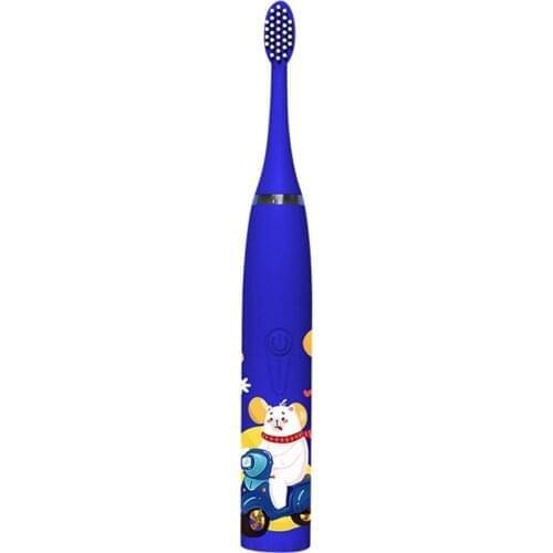 Cartoon Pattern Children Sonic Electric Toothbrush Waterproof Kids Tooth Brush Smart Timer With 6 Replacement Brush Heads