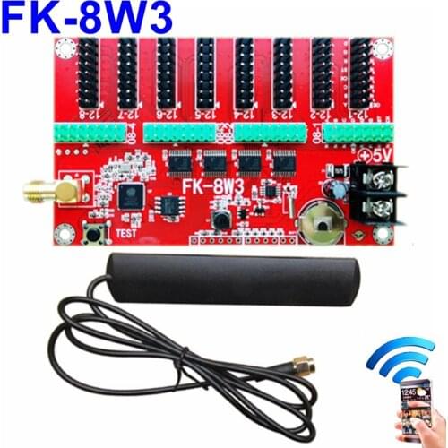 FK-8W3 Wifi LED Control Card Wireless P10 F3.75 F5.0 Display Screen Controller 512*128 Pixels Android APP Phone Sending Message