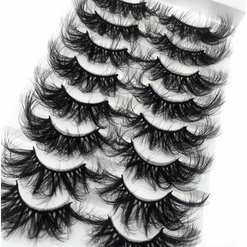 HBZGTLAD New 8 Pair 25 mm Mink Eyelashes Fluffy Lashes Dramatic Messy Long False Eyelashes Makeup Wholesale 25mm 3d Mink Lashes