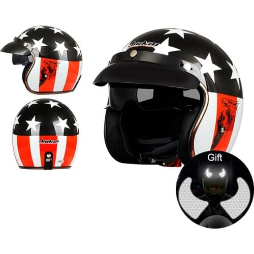 Jiekai Motorcycle Helmet Vintage Casco Moto 3/4 Open Face Jet Scooter Helmets Bike Retro DOT ECE approved Casque Helmet