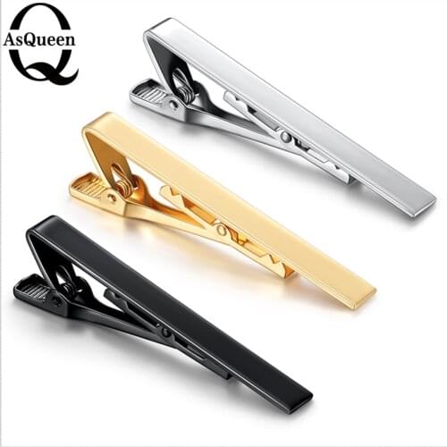 ASQUEEN Q 2pcs 55x5mm Classic Tie Clip for Men Metal Copper Bar Clasp Practical Necktie Clasp DIY Jewelry Making Findings Access