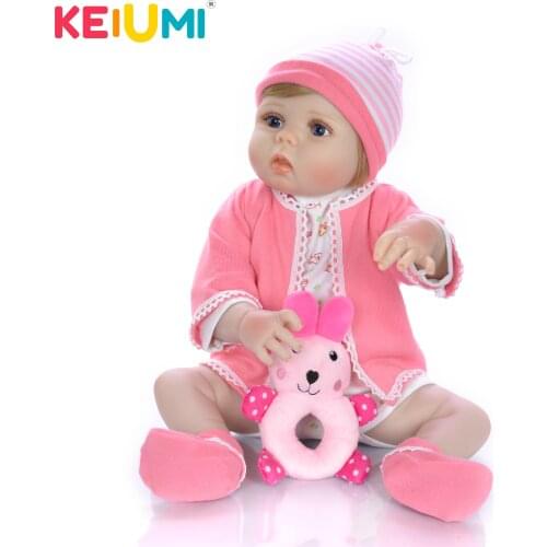 KEIUMI Doll Reborn 23 Inch Realistic Full Silicone Reborn Baby Dolls Toy Gold Hair Alive Girl Baby Surprise Birthday Xmas Gift