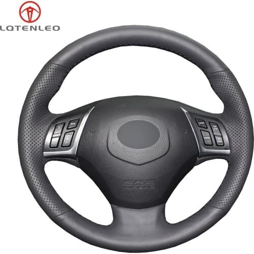 LQTENLEO Black Genuine Leather DIY Hand-stitched Car Steering Wheel Cover For Great Wall C50 2012 2013
