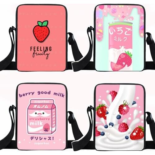 Kawaii Strawberry Milk Handbags Lolita Girls Crossbody Bags Mini Messenger Bag E-Girl Shoulder Bag for Travel Small Satchel Gift