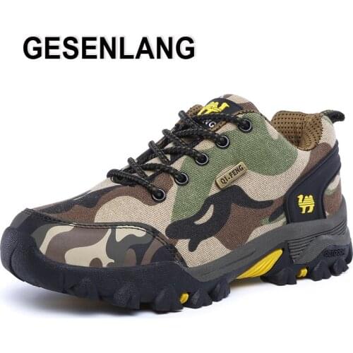 2019 Spring Mens Hiking Shoes Climbing Hunting Trekking Camel Camouflage Wearable Sports Sneakers For Men Tourism Outdoor Shoes