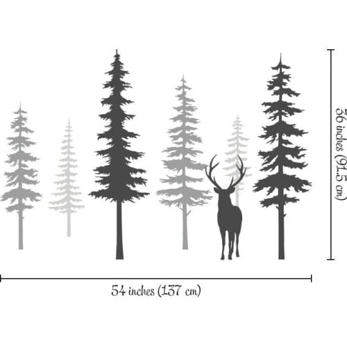Pine Tree Wall Decals DIY Baby Nursery Wall Decor With Large Deer Murals Stickers Art Home Decoration Nature Wall Sticker LC1759