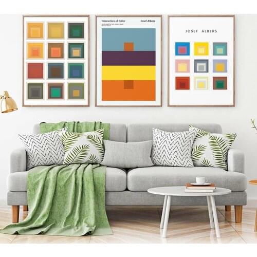 Josef Albers Minimalist Art Abstract Colourful Square Modern Poster Print Canvas Painting Living Room Wall Picture Home Decor