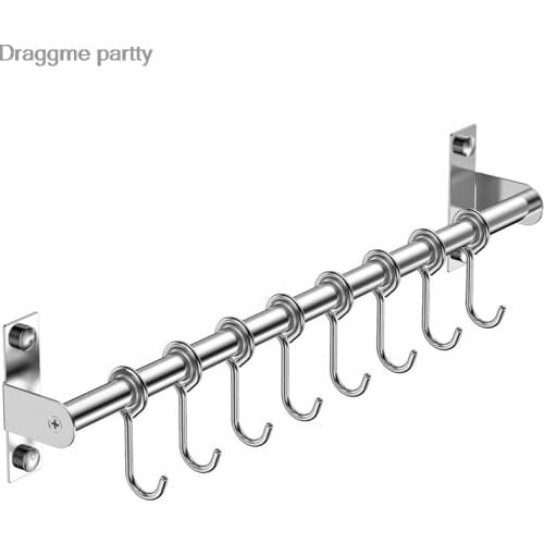 Wall Mounted Utensil Rack, Stainless Steel Hanging Kitchen Rail Removable Hooks Hanger Organizer For Utensil