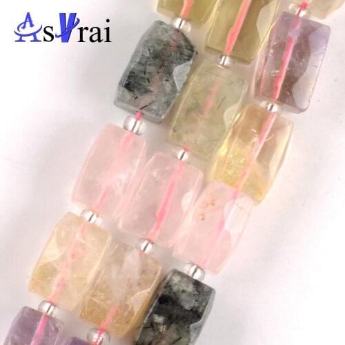 Natural Color Quartz Stone Faceted Cuboid Shape Beads For Jewelry Making Spacer Loose Beads 15*10mm Diy Bracelets Strand 15"