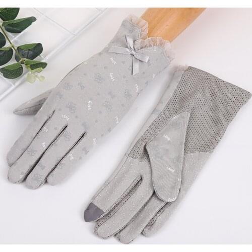 New Summer Women Cotton Sexy Lace Sun Protection Touch Screen Thin Breathable Non-Slip Sunscreen Cycling Drive Etiquette Gloves