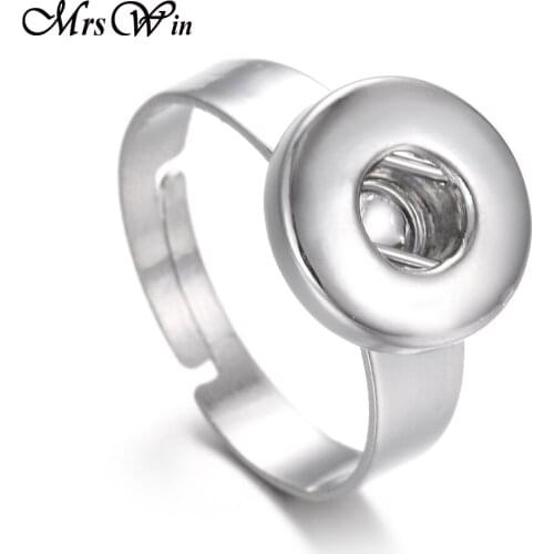 New Snap Jewelry Adjustable Size 12mm Snap button ring for women men diy Stainless Steel Button Rings Jewelry