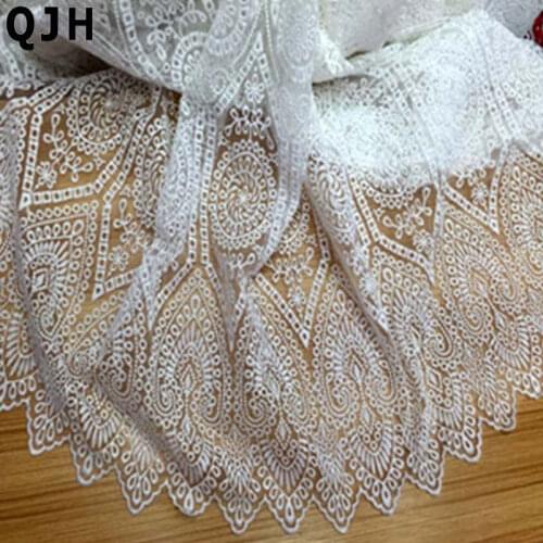 New White Milk Silk Organza High Quality Tulle Fabric Laces Lace Embroidery Fashion French Cord Lace Fabric For Women Dress