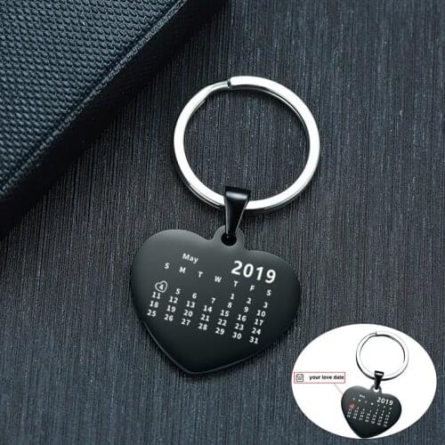 Personalized Custom Engrave Wedding Birthday Love Date Heart Key Chains for Men Woman Treasure Souvenir Gifts