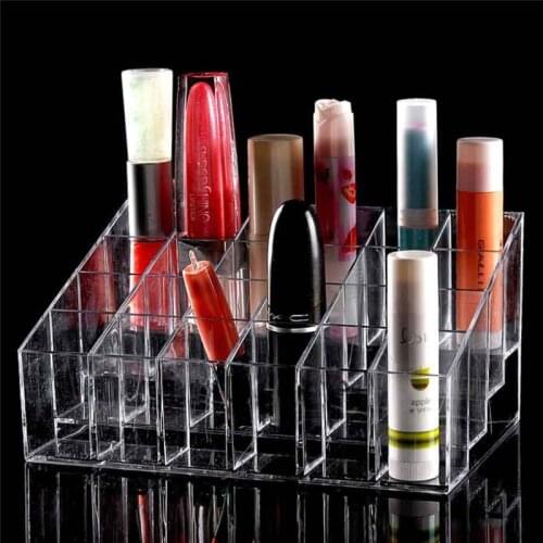 24 Grids Trapezoid Transparent 14.5*9.5*7cm Makeup Display Lipstick Stand Case Cosmetic Organizer Lipstick Holder Display Stand