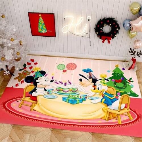 160x80cm Christmas Mat Outdoor Carpet Doormat Mickey Playmat Santa Ornament Christmas Decoration for Home Xmas New Year Gift