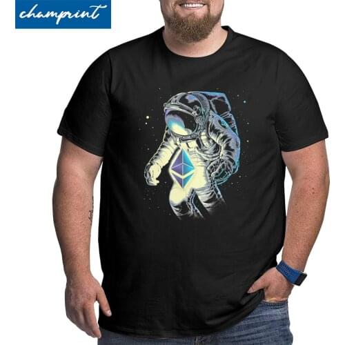 Space Ethereum T-Shirt for Men Bitcoin Cryptocurrency Blockchain Spaceman Astronaut Big Tall T Shirts Plus Size Large Clothes