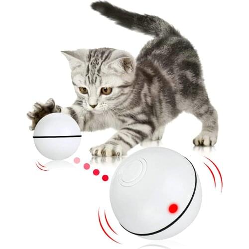 Smart Cat Toy Interactive Electronic Self Rotating Roll Ball With Light Pet Cat Play Game Toy Automatic USB Ball For Cat Kitten