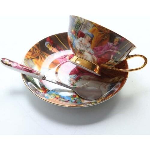 YeFine High Quality Bone Porcelain Coffee Cups Vintage Ceramic Cups On-glazed Advanced Tea Cups And Saucers Sets Luxury Gifts