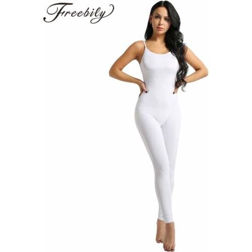 Womens One-piece Sleeveless Jumpsuit Adult Rompers Bodycon Spaghetti Straps Footless Tank Unitard Gymnastics Jumpsuits Bodysuit