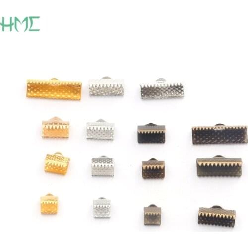 100-200pcs Cord Crimp End Beads Buckle Tip Fold Over Clasp For Jewelry Making Necklace Bracelet Cords Connectors DIY Findings